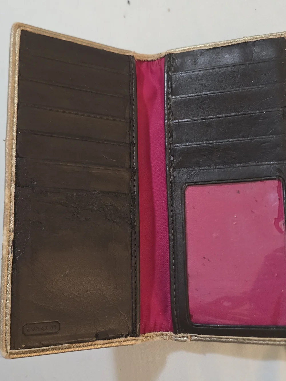 Coach Peyton Tattersall Checkbook Wallet Pink Plaid Long Wallet Organizer